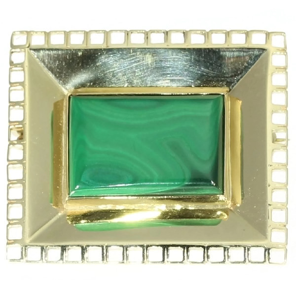 Artist Jewelry by Chris Steenbergen gold brooch with malachite